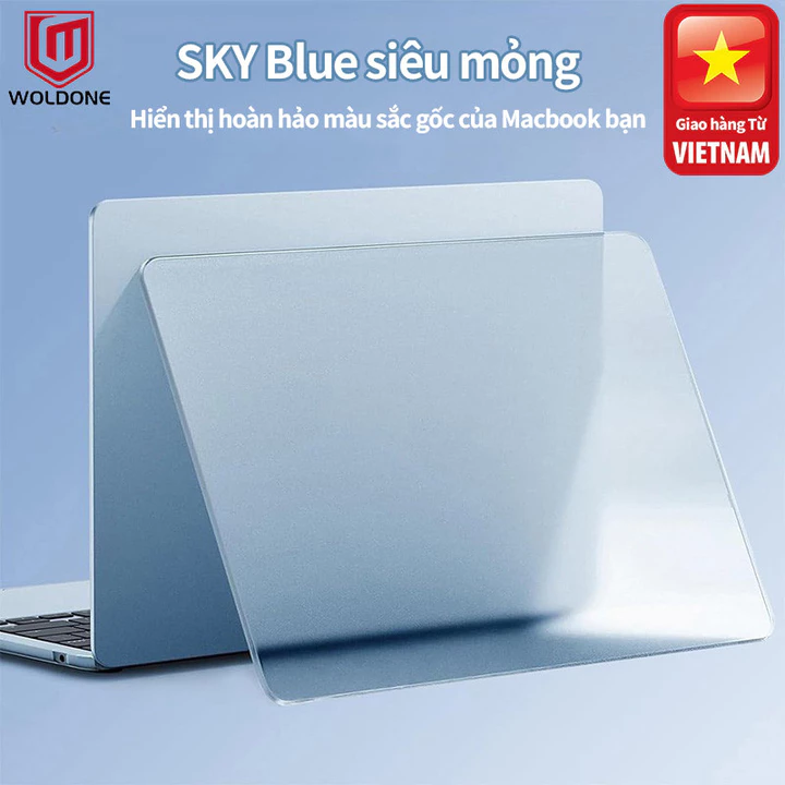 Ốp macbook Air M5 M4 Ốp lưng Ultra Slim Matte Sky Blue cho MacBook Air 13 inch (M2 / M3 / M4 M5) A2681 A3240 A3113