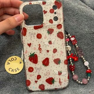Ốp Điện Thoại Thích Hợp Cho iPhone Polka Dot Strawberry iPhone17 / 16 / 15 / 14 / 13pro Vỏ Điện Thoại 12 Hai Lớp 11 Vỏ Cứng XS / XR Vỏ Bảo Vệ Chấm Bi Bán Chạy PL64