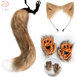 Găng Tay và Tai Đuôi Cáo Paw Dễ Thương - Đồ cosplay sang trọng cho Halloween