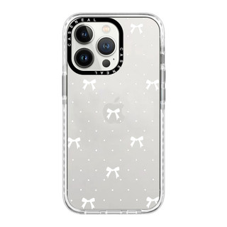 CASENEAL Chấm nơ trắng Gương Vỏ điện thoại trong suốt Thích hợp cho iPhone 17ProMax 17pro 17 air 16promax 16 15promax 15 14promax 13 13promax Ốp lưng cứng chống rơi thời trang