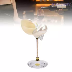 WANYEDI Vỏ ốc xà cừ Ly rượu, Cốc vỏ sò được đánh bóng màu trắng, Vỏ tự nhiên sáng tạo độc đáo Tay cầm rỗng Đế pha lê Cốc uống nước sáng tạo Tiệc đi biển