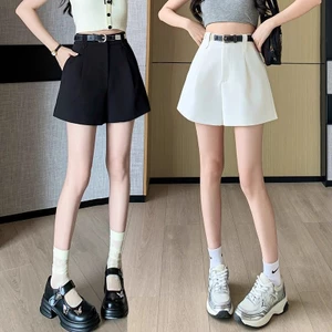 Phù Hợp Với Quần Short Nữ 2025 Cao Cấp Màu Trắng Tính Khí Rời Ngoài Mặc Chữ a Ống Rộng Quần Nóng Thông Thường 5.12