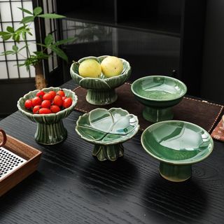 Trung Quốc Retro Zen Cao Cấp Bánh Ngọt Đĩa Làm Mới Gốm Trái Cây Đĩa Trà Chiều Đĩa Ăn Nhẹ Tinh Tế Cung Cấp Tấm YICV