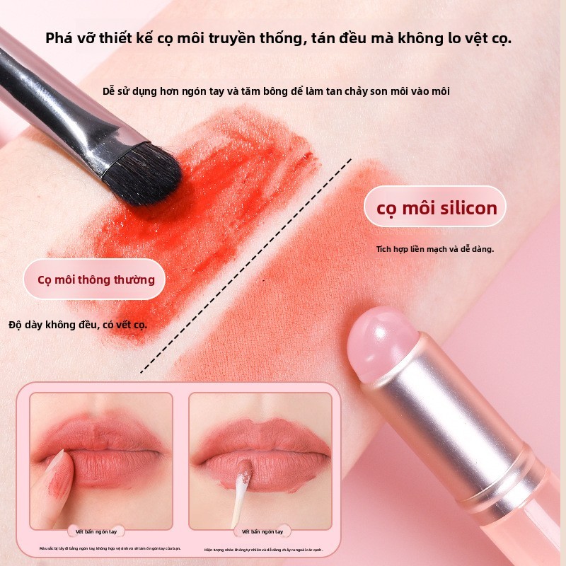 Cọ môi silicone mới có nắp - 【Dễ vệ sinh cực kỳ】, dùng cho son kem/lỏng, cọ trang điểm đa năng & tiện lợi
