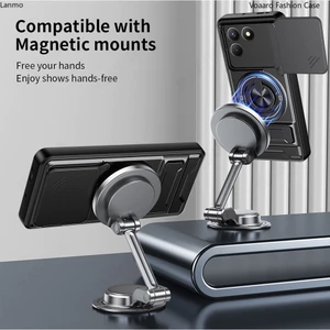 Armor Xoay Ống Kính Trượt Funda Cho Tecno Pova 7 4G Vỏ Vòng Từ Tính Cho Tecno Pova 7 Neo Ốp Lưng Chân Đế Có Thể Gập Lại Capa