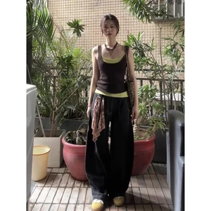Size Lớn Béo MM Mỹ Retro Giả Hai Mảnh Hình Chữ I Camisole Nữ Thiết Kế Mùa Hè Cảm Thấy Bên Trong Mặc Bên Ngoài Không Tay Top26031103