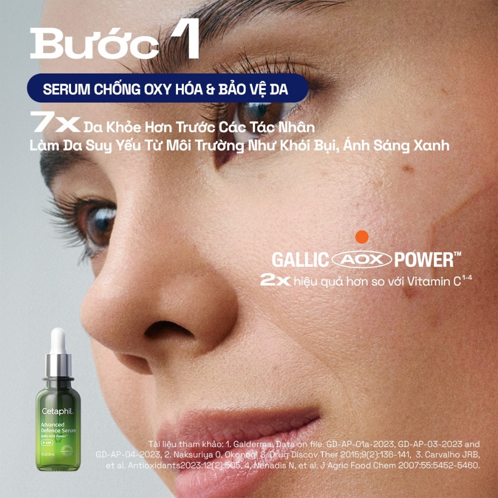 Combo Serum Tinh chất bảo vệ dưỡng da Advanced Defence 30ml và Kem chống nắng dưỡng ẩm Cetaphil Defense Cream SPF50 50G