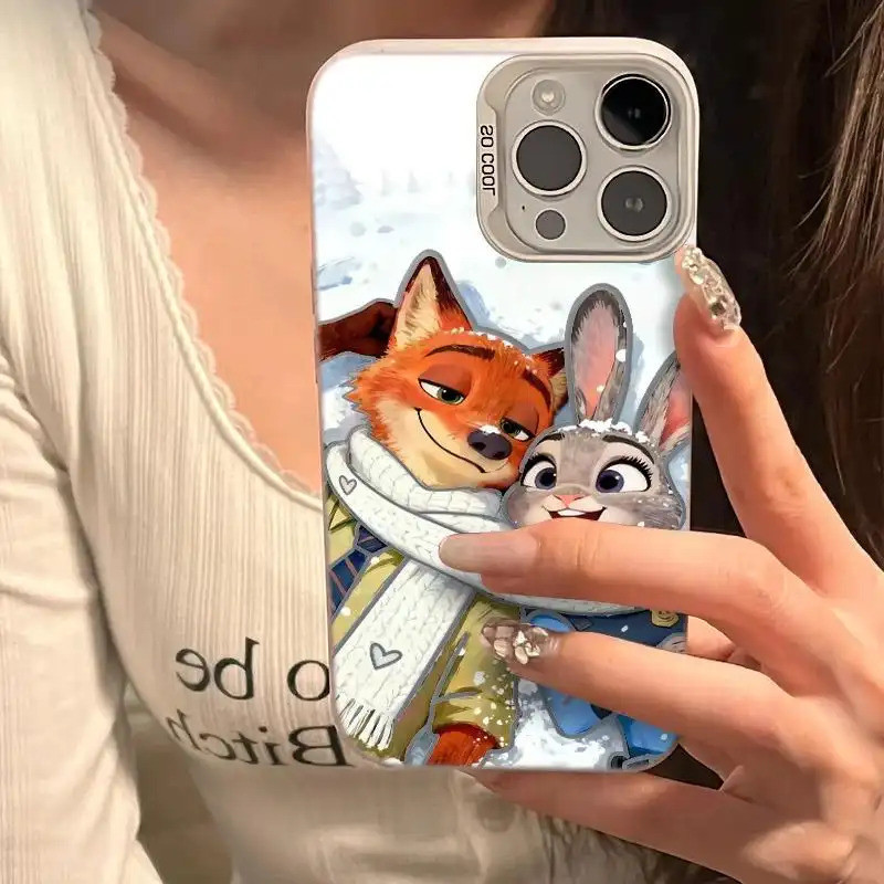 Ốp lưng đôi Zootopia, họa tiết hoạt hình độc đáo cho iPhone Bảo Vệ Camera Cấp iPhone 17/16/15/14/13/12/11/X/XS Max
