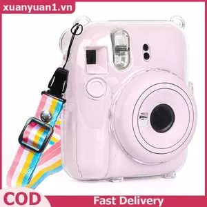 XUAN 1 Hộp đựng máy ảnh pha lê sáng bóng cho Instax Mini 12 Túi đựng long lanh trong suốt có dây đeo cho Instax Mini 12 VN