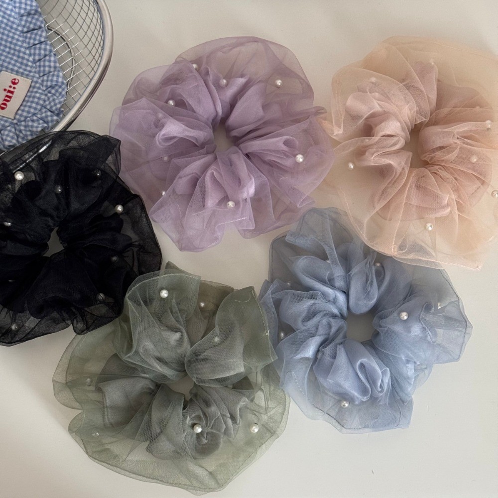 Hululu / Vòng Scrunchy Ngọc Trai Hai Lớp Sáng Tạo Gạc Bên Trong Hạt Đuôi Ngựa Cao Su Dây Lưng Đầu Tấm Tóc Cô Gái Cổ Tích Dây Buộc Tóc