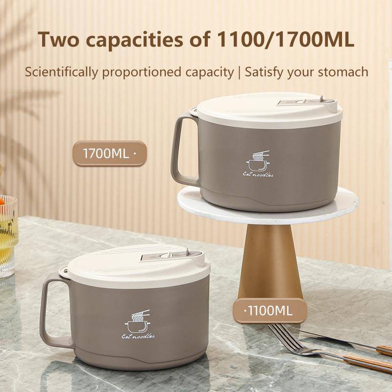 PNPIA- Bát mì bằng thép không gỉ 1200ml cách nhiệt có nắp đậy an toàn Hộp đựng thức ăn trưa để sử dụng du lịch và dã ngoại