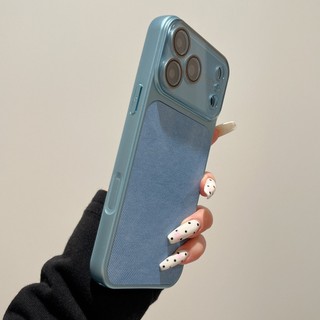 Tấm Điện Full Ống Kính Bảo Vệ Phim Vải Denim Ốp Điện Thoại Cho iPhone 17Promax 17Pro 16 15 14 Pro Max Chống Sốc Nam Nữ Vỏ Di Động