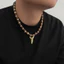 Vòng cổ mặt dây chuyền răng Unisex White K Shark - Hạt vỏ dừa tự nhiên - Họa tiết đính cườm trắng nâu - Có thể điều chỉnh 41-50cm - Phong cách tiệc bãi biển INS
