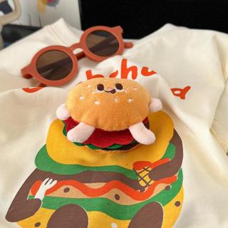 Trẻ Em Ba Chiều Burger Doll Áo Thun Tay Ngắn Bé Trai Mùa Hè Thoải Mái Thoáng Khí Rời Hoạt Hình Top Bé Gái Dễ Thương Thời Trang Đáy Áo Sơ Mi