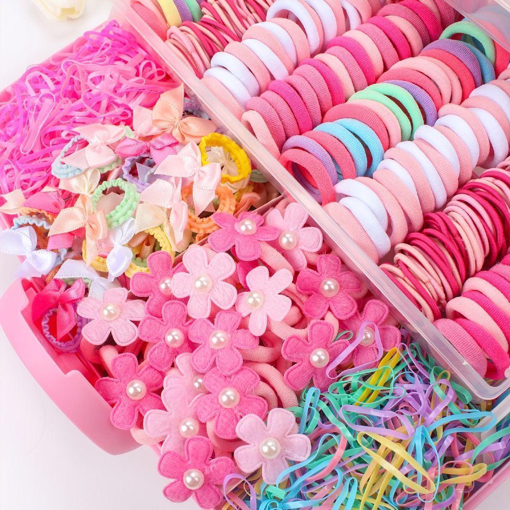 SEYAWSON Bộ dây buộc tóc bé gái nhiều màu, phụ kiện tóc co giãn cao Frangipani, không đau tóc cho bé