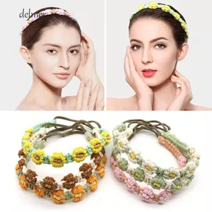 DELMER Nữ Tóc Dễ Thương Co Giãn Tóc Nhỏ Hoa Cúc Turban Vintage Ngọt Ngào Thường Ngày Đi Biển Mũ Móc Bandana
