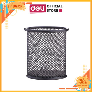 Ống Cắm Bút Bằng Sắt Lưới Deli 9172 Màu Đen – Giỏ Đựng Bút Hợp Kim Trụ Tròn Cao Cấp Chống Gỉ