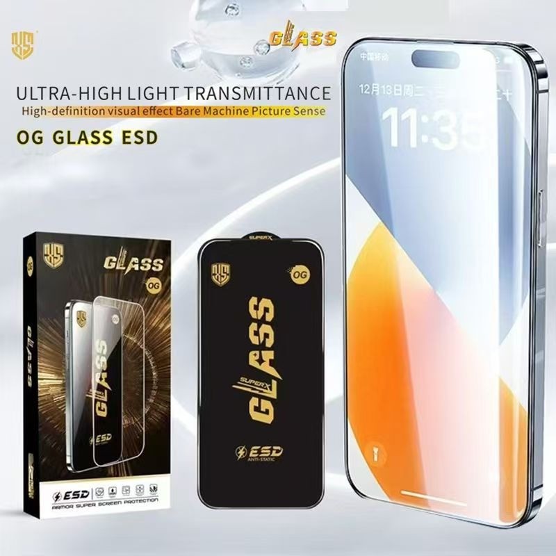 Kính cường lực chống tĩnh điện bằng nhôm cao cấp HD sang trọng Thích hợp cho iPhone 17 16 15 14 13 12 11 Pro Max Air Plus XR X XS Max Phim điện thoại