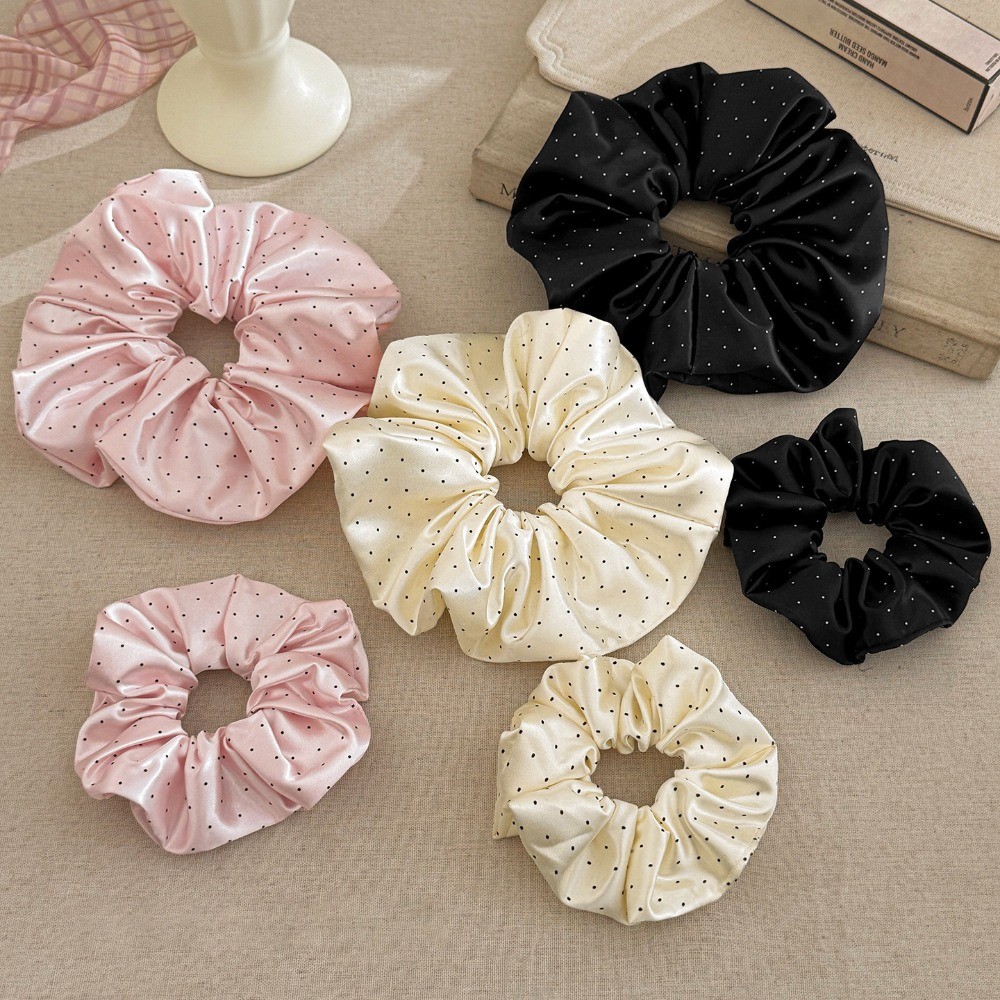 Hululu / Satin Chấm Bi Scrunchy Dây Buộc Tóc Độ Đàn Hồi Cao Dây Buộc Tóc Thân Thiện Với Da Không Làm Tổn Thương Tóc Đuôi Ngựa Đầu Dây Cao Su Ba