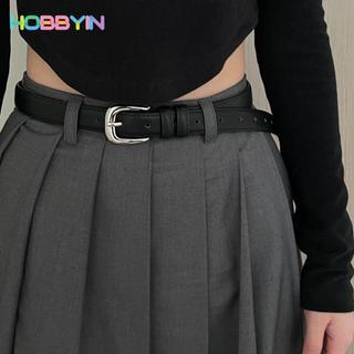 Thắt lưng mỏng khóa chốt HOBBYIN, Thắt lưng da PU thời trang dành cho nữ, Thắt lưng đa năng