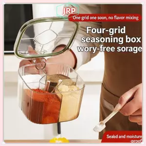 JRP Nhựa Gia Vị Tổ Chức Chai 4 Lưới Gia Vị Lọ Di Động Nhẹ Chống Ẩm Thiết Kế Dành Cho Nhà Bếp Ngoài Trời Bảo Quản JRP