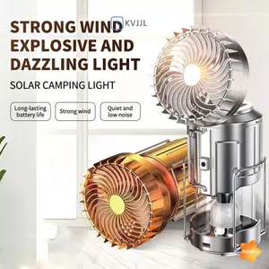 Đèn lồng cắm trại có thể sạc lại năng lượng mặt trời 3 trong 1 có quạt Đèn LED di động cho lều khẩn cấp Du lịch Phiêu lưu mới