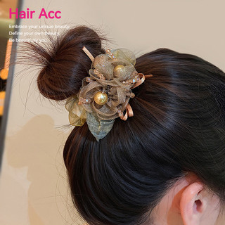 Champagne Hoa Pha Lê Tóc Lưới Sợi Dây Buộc Bóng Băng Đô Nữ Phong Cách Mới Đuôi Ngựa Tóc Dây Mũ Đội Đầu