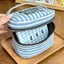 Hộp lưu trữ hình vuông FAVORITEGOODS, Túi trang điểm sọc trắng cầm tay, Thiết kế dây kéo đa chức năng Túi đựng mỹ phẩm nhỏ Du lịch tại nhà