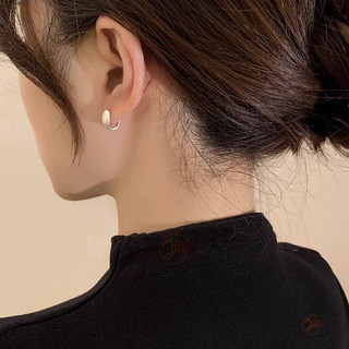 Bông tai retro mờ kim loại đơn giản dạng nửa vòng cung