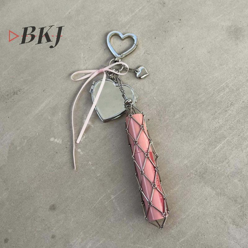 [KJ] Túi đựng son môi lưới kim loại Móc khóa cầm tay Son dưỡng môi Giá đỡ móc khóa Son môi Vỏ bảo vệ Gương móc khóa Trang trí quyến rũ [Mới]