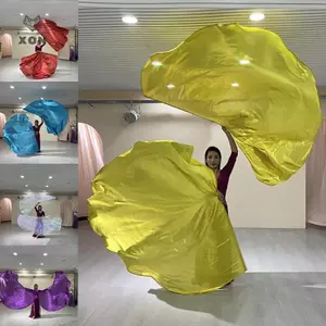 Cờ đạo cụ khiêu vũ có que kính thiên văn 140 * 140cm Nhiều màu múa bụng Hình bán nguyệt Cờ đạo cụ Phụ kiện [Mina]