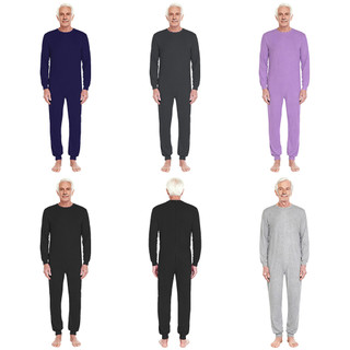 Yhong Unisex Người Cao Tuổi Chống Trượt Thích Ứng Áo liền quần Cổ Tròn Tay Dài Dây Kéo Lưng Quần Dài Một Mảnh Rompers Cho Nhu Cầu Đặc Biệt Và Khuyết Tật