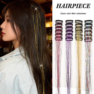Kẹp tóc dây laser BB và tinsel nhiều màu sắc, phù hợp bé gái, phong cách thời trang Y2K