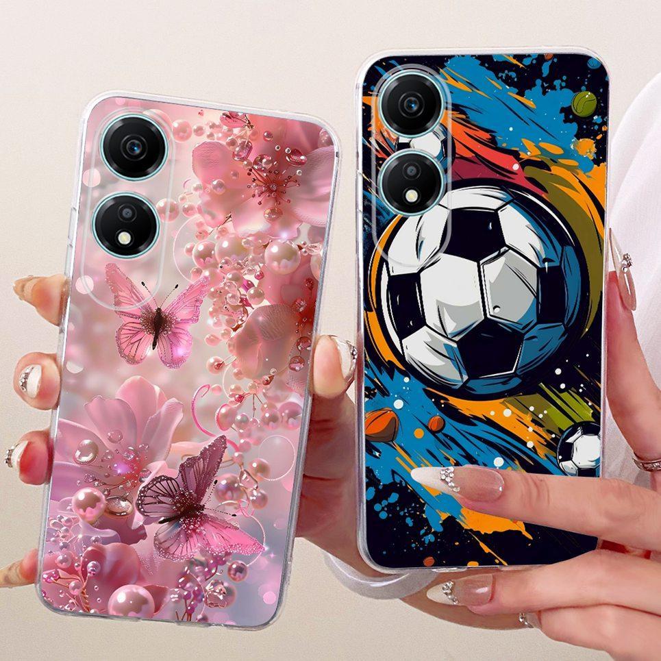 Vỏ Silicon Mềm Trong Suốt Cho Honor X5 Plus Ốp Lưng Điện Thoại Honor X5C Plus X5B Plus Vỏ Hoạt Hình Mèo Rồng Hoa Họa Tiết Bướm