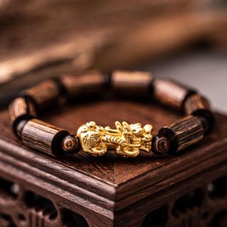 Vòng Trúc Trầm Sánh Chìm Mix Tỳ Hưu Trầm Hương Yên Lộc THYL0123 (Mua một, tặng một hộp nhung, dây dự phòng)