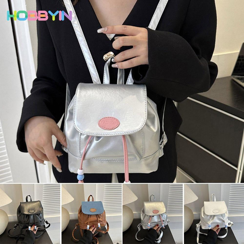 HOBBYIN Ba lô nhỏ HOBBYIN, Ba lô cầm tay dễ thương có dây kéo, Túi đi học bằng da PU mềm thời trang dành cho nữ sinh viên