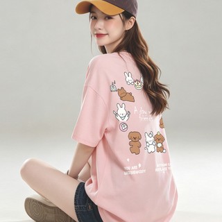 HIIXIIVI 2026 Mùa Hè Cotton Tee Phong Cách Hàn Quốc Nữ Tay Ngắn Thời Trang Unisex Cổ Tròn Rời Plus Kích Thước Áo Thường Ngày