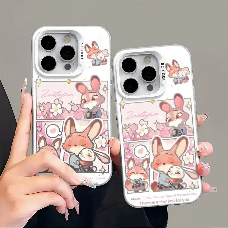 Ốp lưng Zootopia nhiều màu, phong cách dễ thương cho người yêu hoạt hình Disney cho iPhone 16 Pro Max, 11, 15 Pro Max, 1