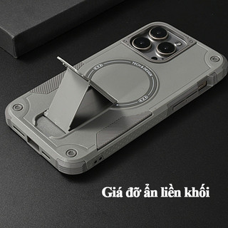Ốp lưng iPhone chống sốc chuẩn quân đội chân đế ẩn hỗ trợ sạc từ tính cho iPhone 17 Air 16 15 14 13 Pro Max