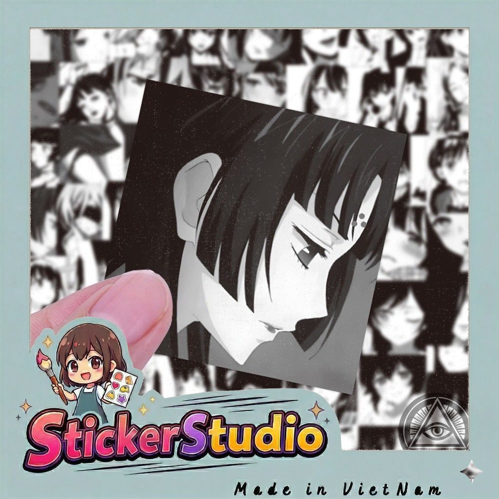 Set 60 Hình Dán Sticker Nhân Vật Nữ Anime Manga Đen Trắng Chống Thấm Nước Trang Trí Mũ Nón Bảo Hiểm, Laptop, Vali, Sổ