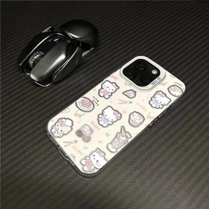 Ốp lưng họa tiết Kitty tráng miệng da PU thiết kế độc đáo chống trầy tốt Bảo Vệ Camera Cấp iPhone 17/16/15/14/13/12/11Ma
