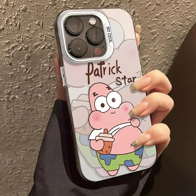Trường hợp iPhone với SpongeBob & Patrick là bạn bè tốt nhất Khung máy ảnh chống sốc - Tương thích với 16/15/14/13/12/11