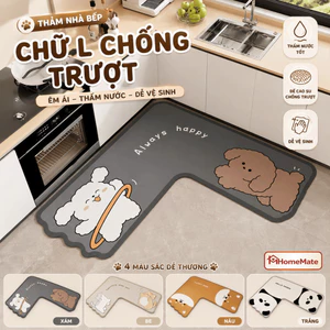 Thảm Bếp Siêu Thấm Hút HomeMate Hình Thú Cưng Dễ Thương, Thảm Nỉ Lót Cao Su Chống Trơn Trượt 70x70cm