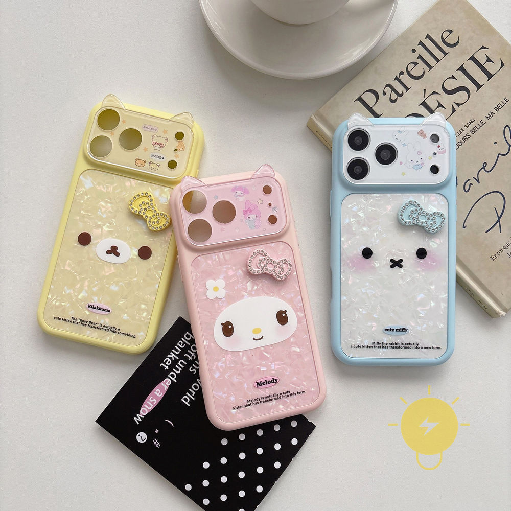 Phone Case For iPhone 17 Pro Max 16 15 TPU Bear 3D Aesthetic Korean Cute