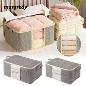Túi lưu trữ chăn bông MARGREDY, có tay cầm Túi lưu trữ có thể nhìn thấy dung tích lớn, Hộp lưu trữ chống ẩm Hộp lưu trữ gấp chống bụi cho tủ quần áo sắp xếp chống bụi