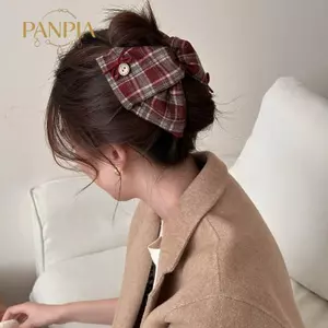 PNPIA- Kẹp tóc kẻ sọc phong cách Hàn Quốc cổ điển lớn dành cho nữ Nơ Barrette Hoàn hảo cho đám cưới và vẻ ngoài hàng ngày