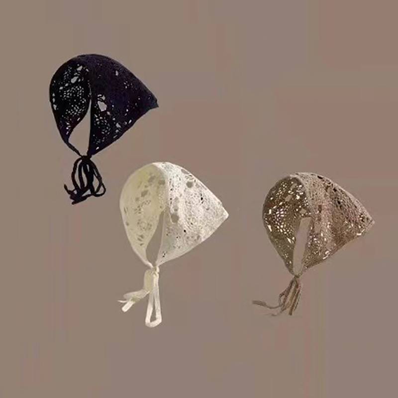 PNPIA- Hoa Tóc Dệt Kim Đầu Kerchief Nữ Handmade Móc Tóc Khăn Du Lịch Ảnh Turban Accessorie