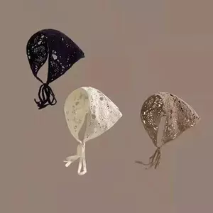PNPIA- Hoa Tóc Dệt Kim Đầu Kerchief Nữ Handmade Móc Tóc Khăn Du Lịch Ảnh Turban Accessorie