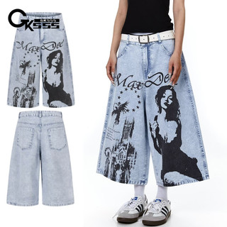 GKSSS Quần short denim nam thương hiệu thời trang đường phố Mỹ chất lượng cao unisex phong cách Nhật Bản