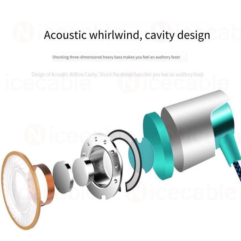 Tai nghe có dây 3,5 mm Giảm tiếng ồn Âm thanh chất lượng HiFi 9D Bass sâu Cáp bện Nylon Khả năng tương thích rộng Tai nghe có dây trong tai